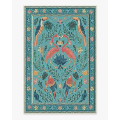 Birds Of A Feather Aqua Rug by Iris Apfel - 185 x 275 cm - All-In-One Rug