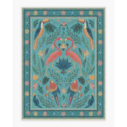 Birds Of A Feather Aqua Rug by Iris Apfel - 275 x 365 cm - All-In-One Rug