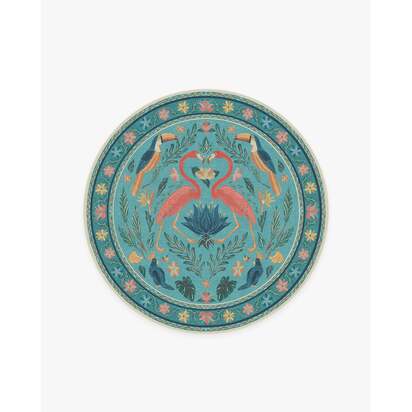 Birds Of A Feather Aqua Rug by Iris Apfel - 185 Round cm - All-In-One Rug