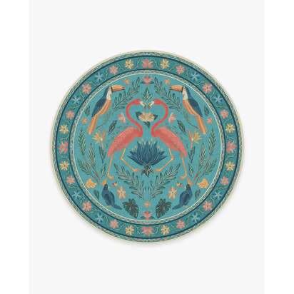 Birds Of A Feather Aqua Rug by Iris Apfel - 245 Round cm - All-In-One Rug