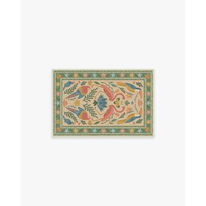 Birds Of A Feather Green & Peach Rug by Iris Apfel - 60 x 90 cm - All-In-One Rug