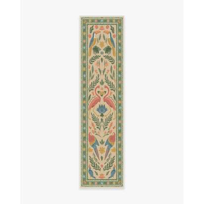 Birds Of A Feather Green & Peach Rug by Iris Apfel - 185 x 275 cm - All-In-One Rug