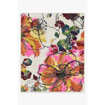 Watercolour Floral Multicolour Rug - 245 x 305 cm - All-In-One Rug