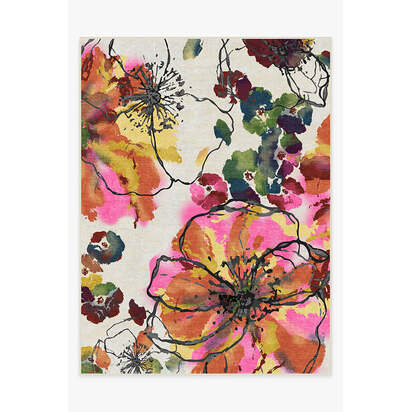 Watercolour Floral Multicolour Rug - 275 x 365 cm - All-In-One Rug