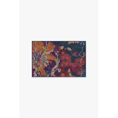 Watercolour Floral Navy Rug - 60 x 90 cm - All-In-One Rug
