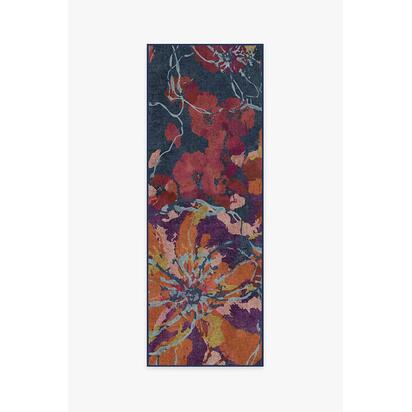 Watercolour Floral Navy Rug - 75 x 215 cm - All-In-One Rug