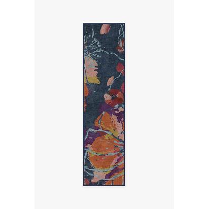 Watercolour Floral Navy Rug - 75 x 215 cm - All-In-One Rug