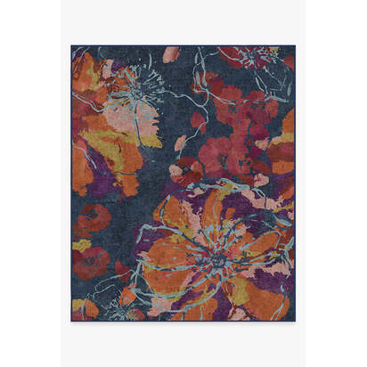 Watercolour Floral Navy Rug - 245 x 305 cm - All-In-One Rug