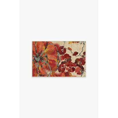 Watercolour Floral Coral Rug - 60 x 90 cm - All-In-One Rug