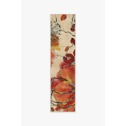 Watercolour Floral Coral Rug - 245 Round cm - All-In-One Rug