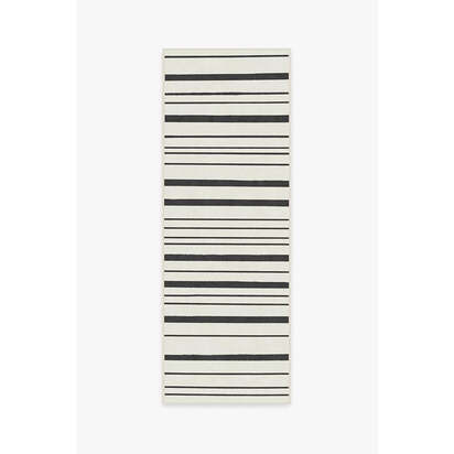 Hudson Stripe Black Rug - 75 x 215 cm - All-In-One Rug
