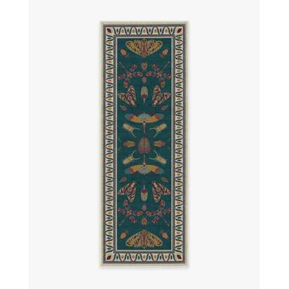 Flutterby Teal Rug by Iris Apfel - 75 x 215 cm - All-In-One Rug