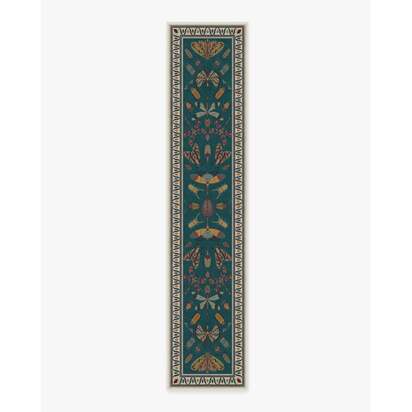 Flutterby Teal Rug by Iris Apfel - 75 x 365 cm - All-In-One Rug