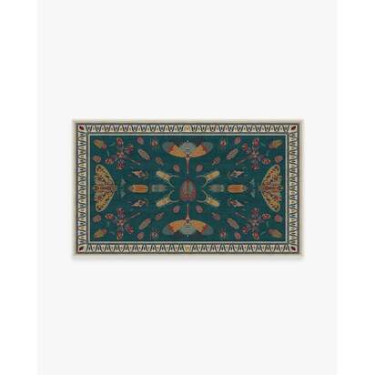 Flutterby Teal Rug by Iris Apfel - 90 x 150 cm - All-In-One Rug