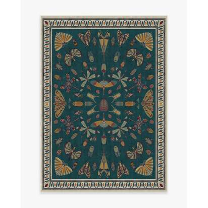 Flutterby Teal Rug by Iris Apfel - 150 x 215 cm - All-In-One Rug