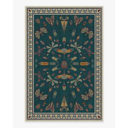 Flutterby Teal Rug by Iris Apfel - 200 x 290 cm - All-In-One Rug