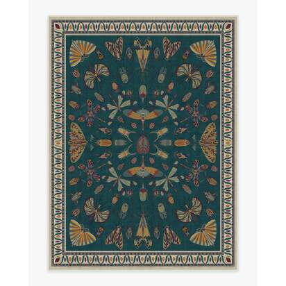 Flutterby Teal Rug by Iris Apfel - 275 x 365 cm - All-In-One Rug