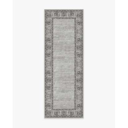 Vintage Daisy Bordered Grey Rug - 75 x 215 cm - All-In-One Rug