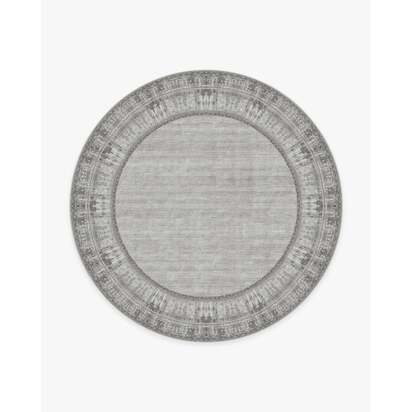 Vintage Daisy Bordered Grey Rug - 245 Round cm - All-In-One Rug