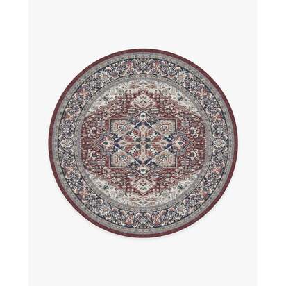 Hendesi Heriz Bordeaux Rug - 245 Round cm - All-In-One Rug