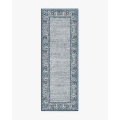 Vintage Daisy Bordered Blue Rug - 75 x 215 cm - All-In-One Rug