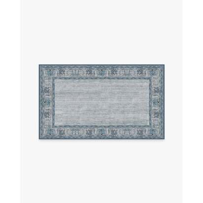 Vintage Daisy Bordered Blue Rug - 90 x 150 cm - All-In-One Rug