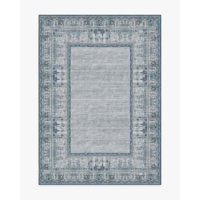 Vintage Daisy Bordered Blue Rug - 150 x 215 cm - All-In-One Rug