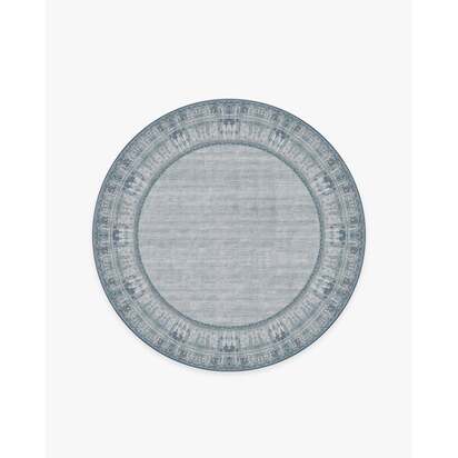Vintage Daisy Bordered Blue Rug - 185 Round cm - All-In-One Rug