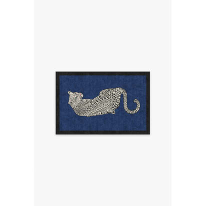 Snow Leopard Sapphire Rug by Jonathan Adler - 60 x 90 cm - All-In-One Rug