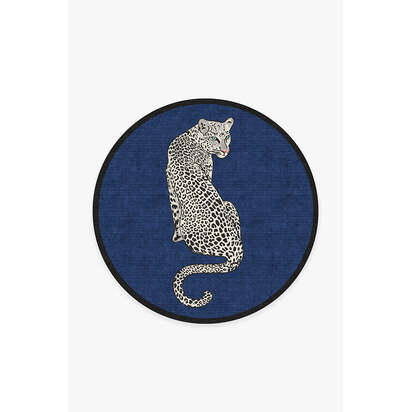 Snow Leopard Sapphire Rug by Jonathan Adler - 185 Round cm - All-In-One Rug