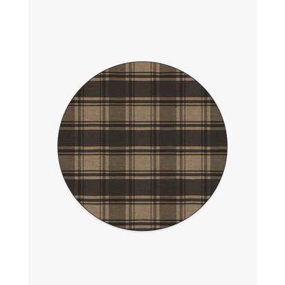 Easton Plaid Charcoal & Natural Rug - 185 Round cm - All-In-One Rug