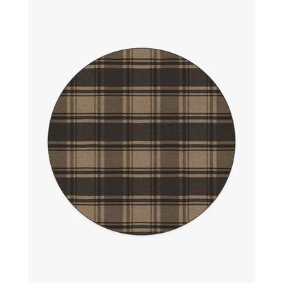 Easton Plaid Charcoal & Natural Rug - 245 Round cm - All-In-One Rug