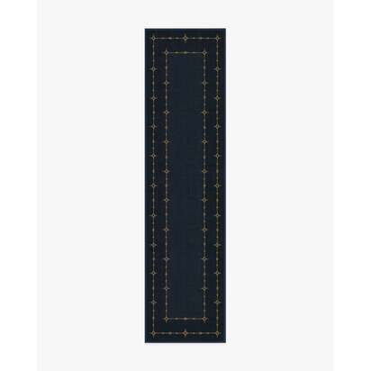 Sparkle Border Dark Navy Rug - 75 x 305 cm - All-In-One Rug