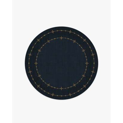 Sparkle Border Dark Navy Rug - 185 Round cm - All-In-One Rug