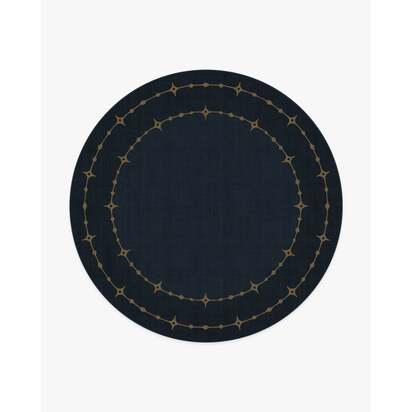 Sparkle Border Dark Navy Rug - 245 Round cm - All-In-One Rug