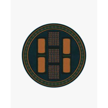 Nerissa Teal & Gold Rug by Architectural Digest - 185 Round cm - All-In-One Rug