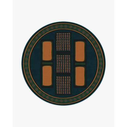 Nerissa Teal & Gold Rug by Architectural Digest - 245 Round cm - All-In-One Rug