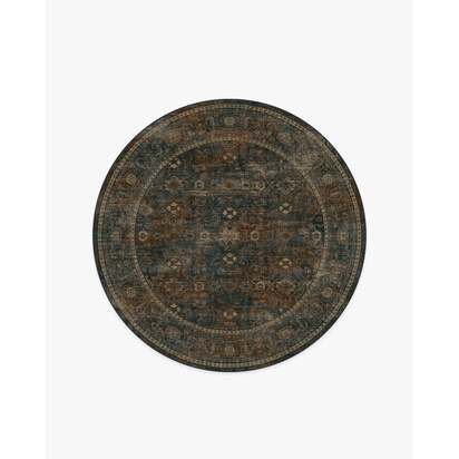Ophelia Navy & Redwood Rug - 185 Round cm - All-In-One Rug