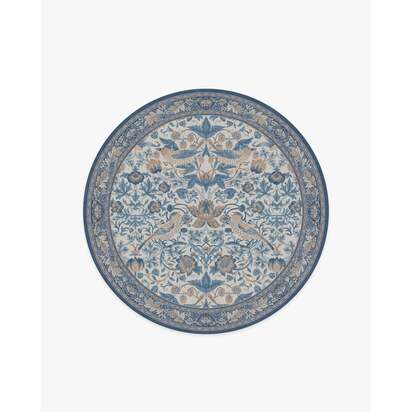Strawberry Thief Indigo & Ivory Rug by Morris & Co. - 185 Round cm - All-In-One Rug