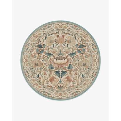Lodden Soft Rose & Teal Rug by Morris & Co. - 245 Round cm - All-In-One Rug