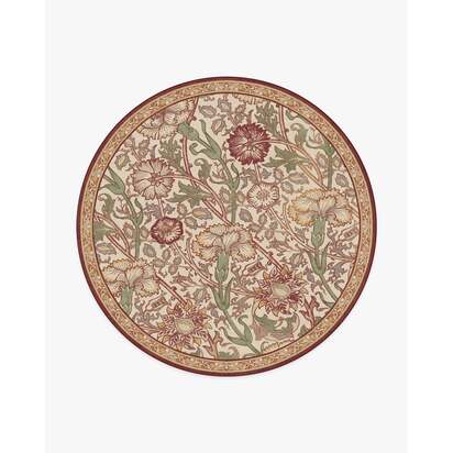Pink & Rose Burgundy Rug by Morris & Co. - 245 Round cm - All-In-One Rug