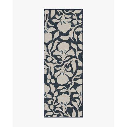 Flora Ink Blue & Ivory Rug by The Hiltons - 75 x 215 cm - All-In-One Rug