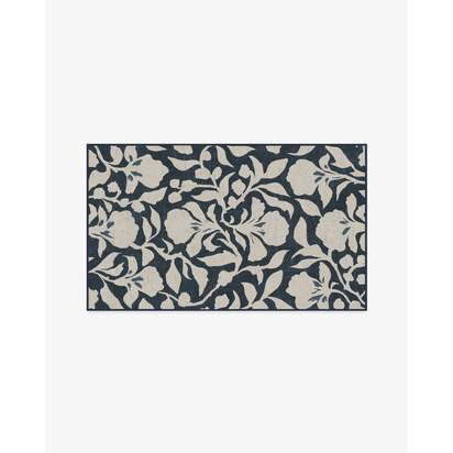 Flora Ink Blue & Ivory Rug by The Hiltons - 90 x 150 cm - All-In-One Rug