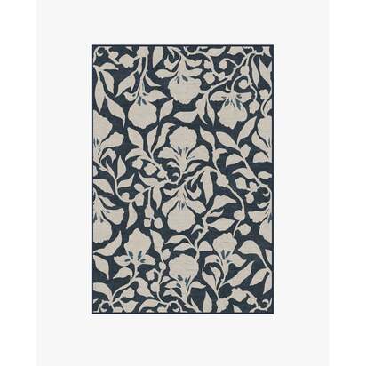 Flora Ink Blue & Ivory Rug by The Hiltons - 120 x 185 cm - All-In-One Rug