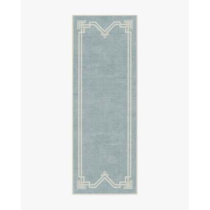 Chrysler Border Chambray Blue Rug by The Hiltons - 75 x 215 cm - All-In-One Rug
