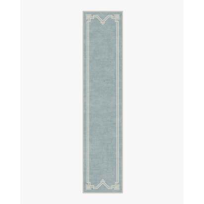 Chrysler Border Chambray Blue Rug by The Hiltons - 75 x 365 cm - All-In-One Rug