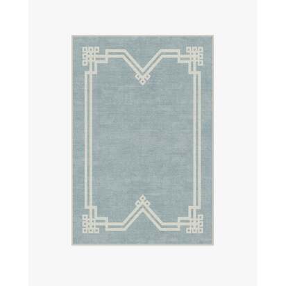 Chrysler Border Chambray Blue Rug by The Hiltons - 120 x 185 cm - All-In-One Rug