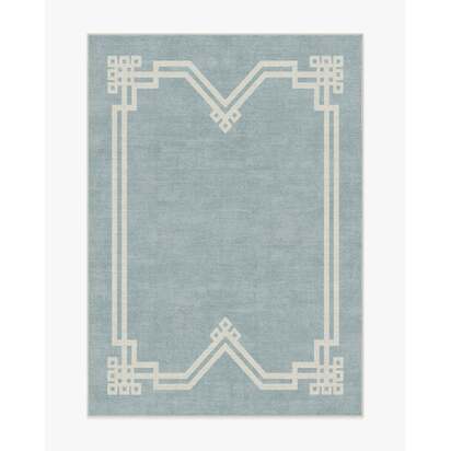 Chrysler Border Chambray Blue Rug by The Hiltons - 150 x 215 cm - All-In-One Rug