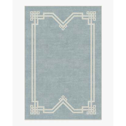 Chrysler Border Chambray Blue Rug by The Hiltons - 185 x 275 cm - All-In-One Rug