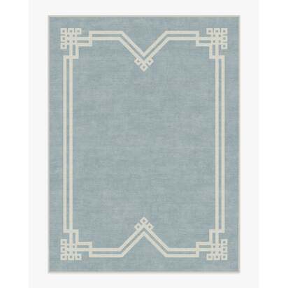 Chrysler Border Chambray Blue Rug by The Hiltons - 275 x 365 cm - All-In-One Rug